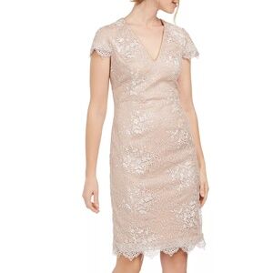 Calvin Klein - Cap-Sleeve Lace Sheath Dress